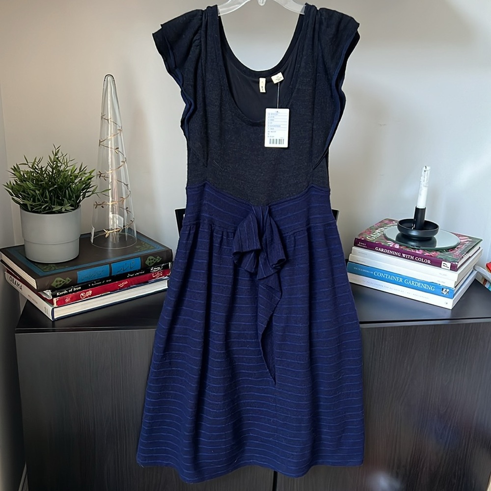 New Anthropology dress in size M and colors dark gray and two shades of blue - Picture 4 of 14